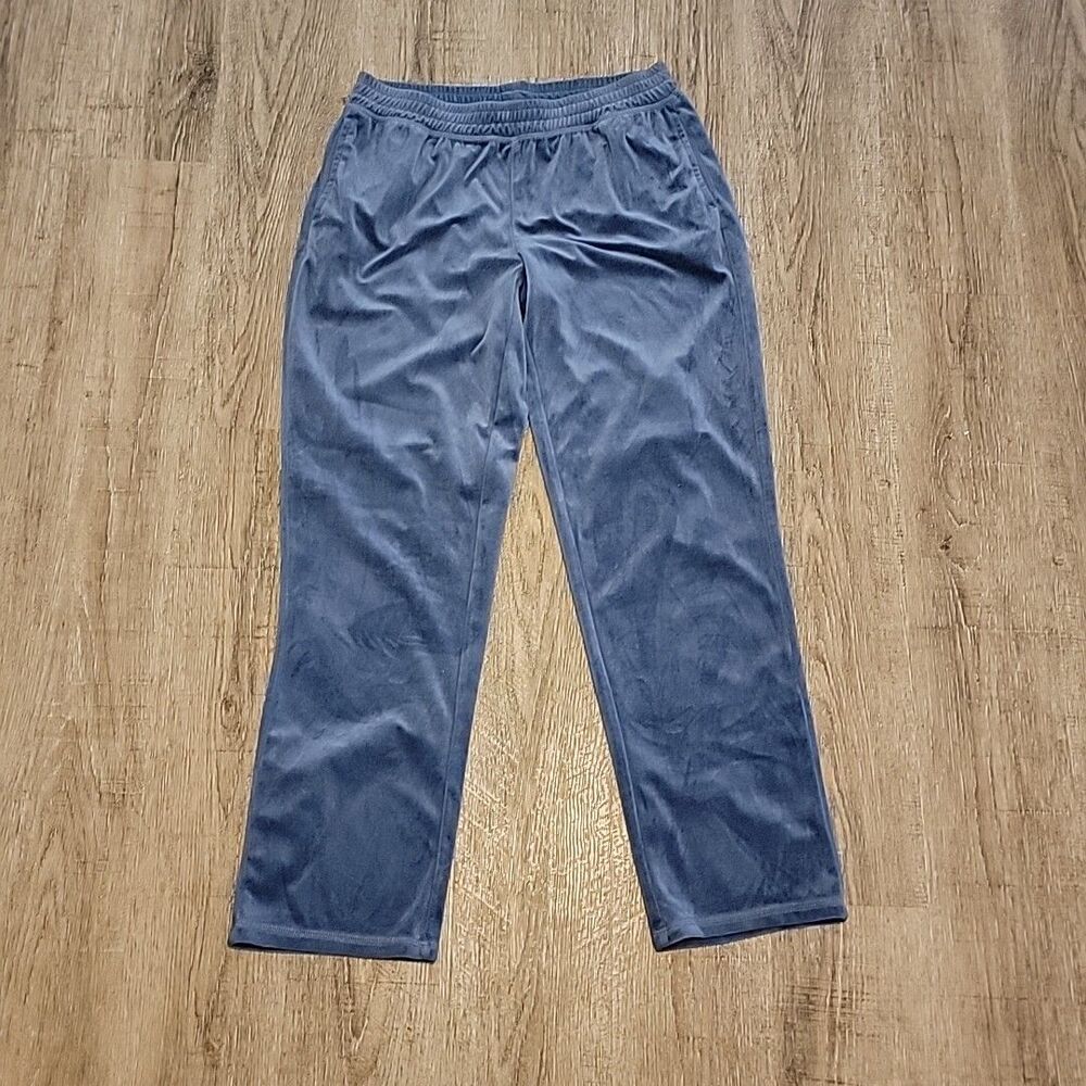 Hue Pull On Elastic Waist Velour Pants ~ Sz S ~ Gray ~ Mid Rise ~ 28.5" Inseam